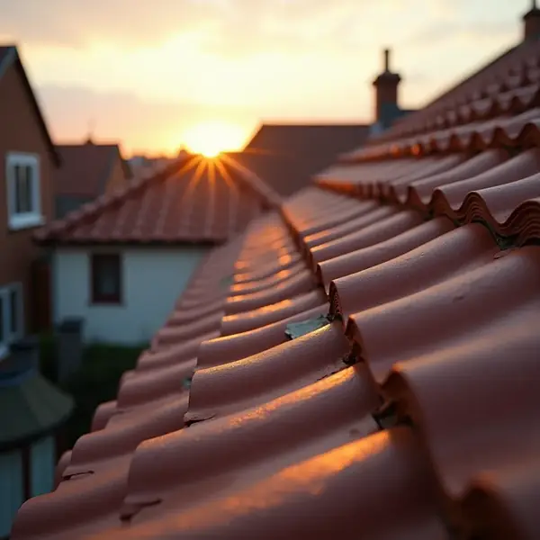 Premium professional photography for 5 Star Home Improvement: new roof installation UK residential tiles. cinematic, ultra detailed, 4k