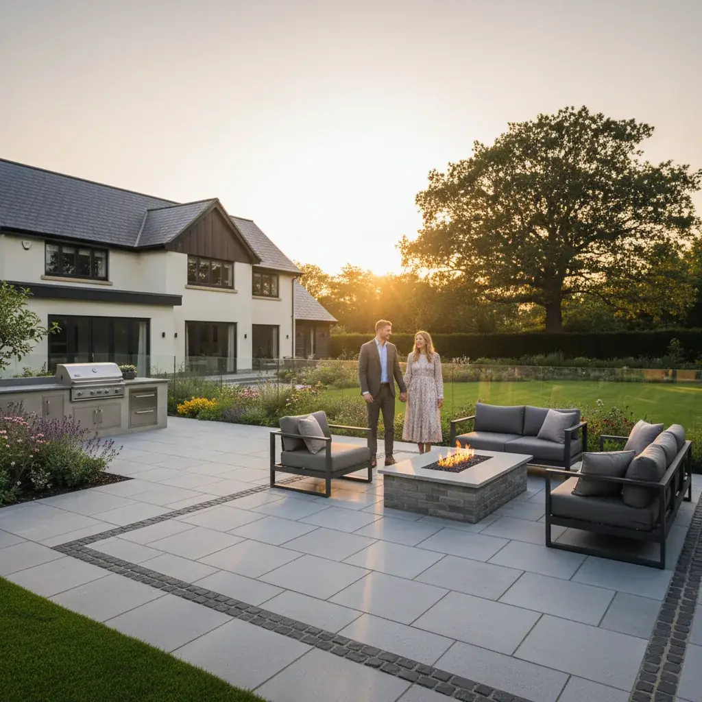 Premium professional photography for 5 Star Home Improvement: patios project completed UK home, professional photography, high resolution, no text, no watermarks. cinematic, ultra detailed, 4k